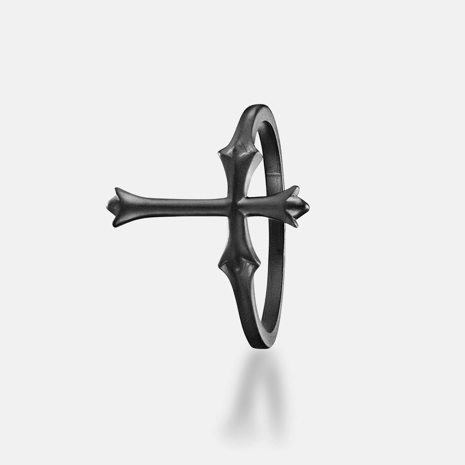 K12 - BLACK VINTAGE CROSS RING