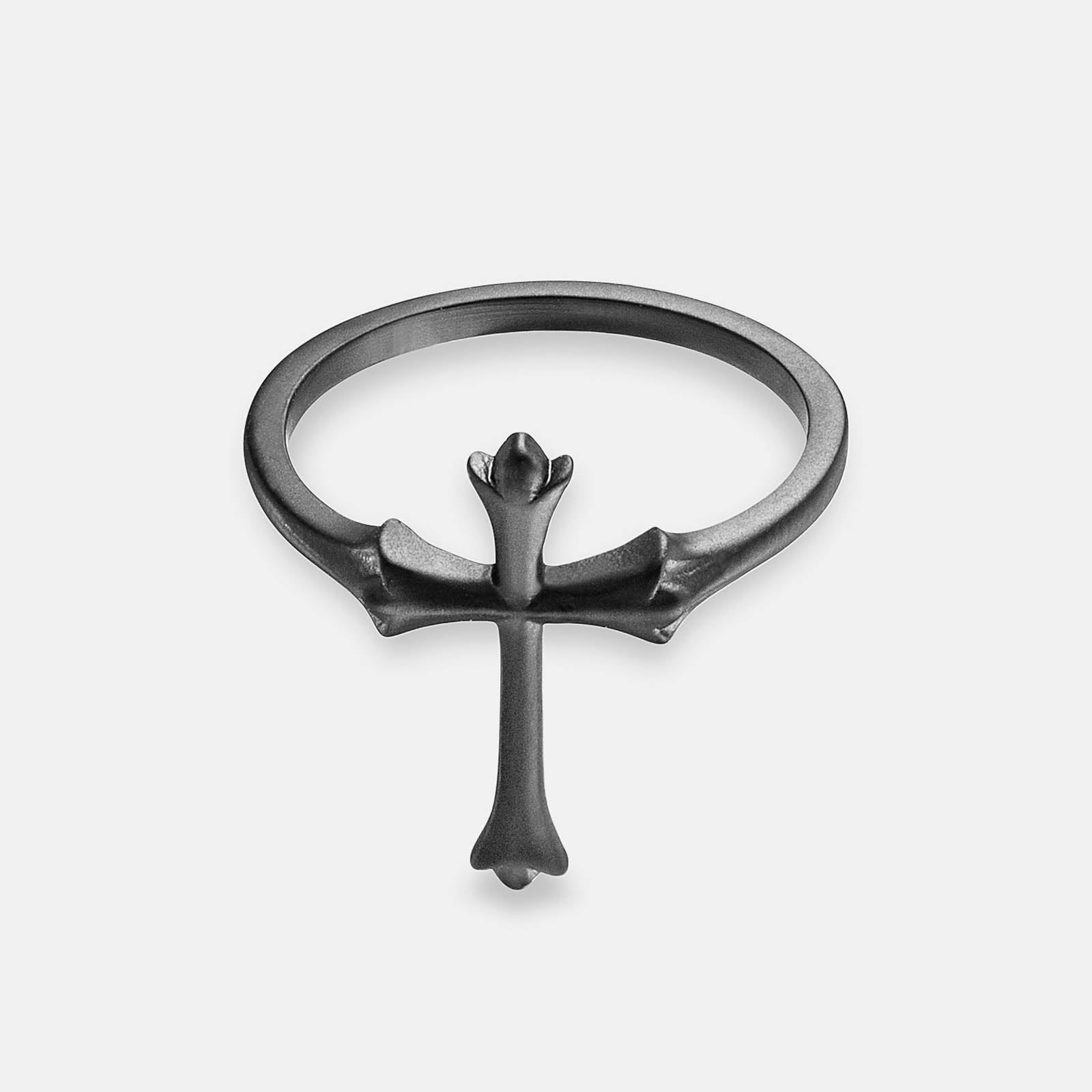 K12 - BLACK VINTAGE CROSS RING